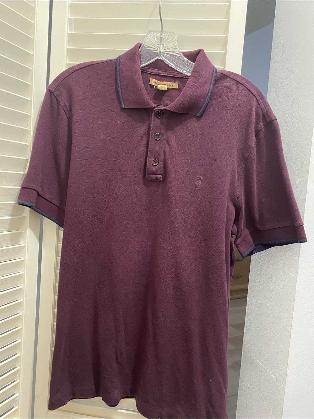 John Varvatos Men's Burgundy short sleeve  Polo with Navy Trim